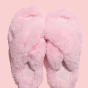 Fur Crossover Slide - Pink - Image 2