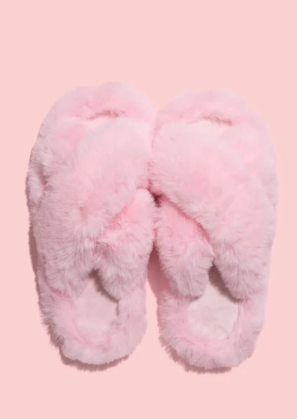 Fur Crossover Slide - Pink - Image 2