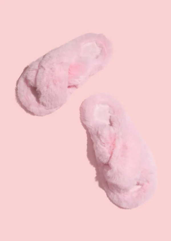 Fur Crossover Slide - Pink - Image 3